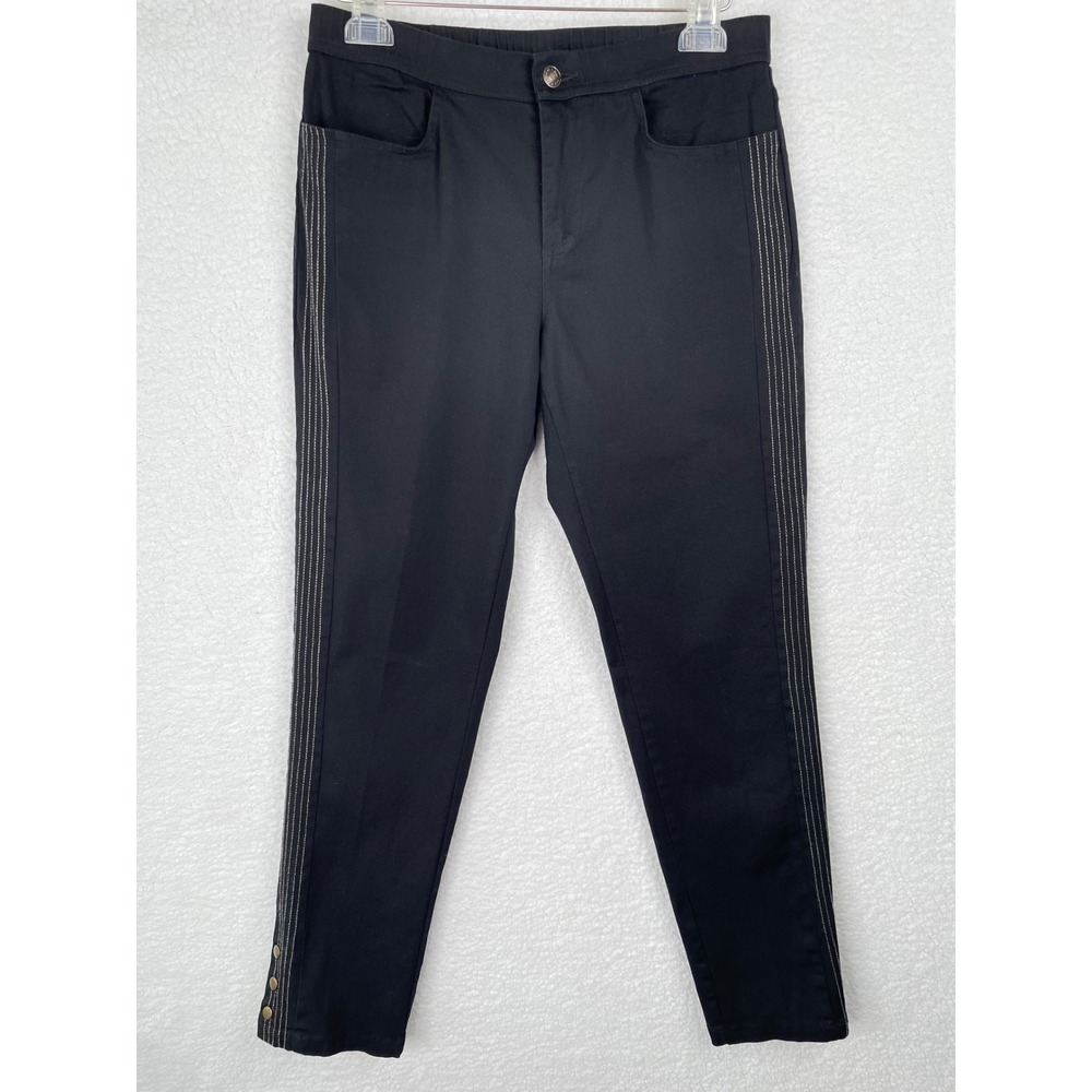 Black Slim Side-Stripe Women's Pants